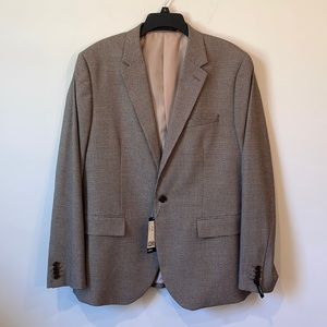 NWT Men’s H&M 46R Skinny Fit Blazer Jacket Brown/Tan Checkered Plaid
